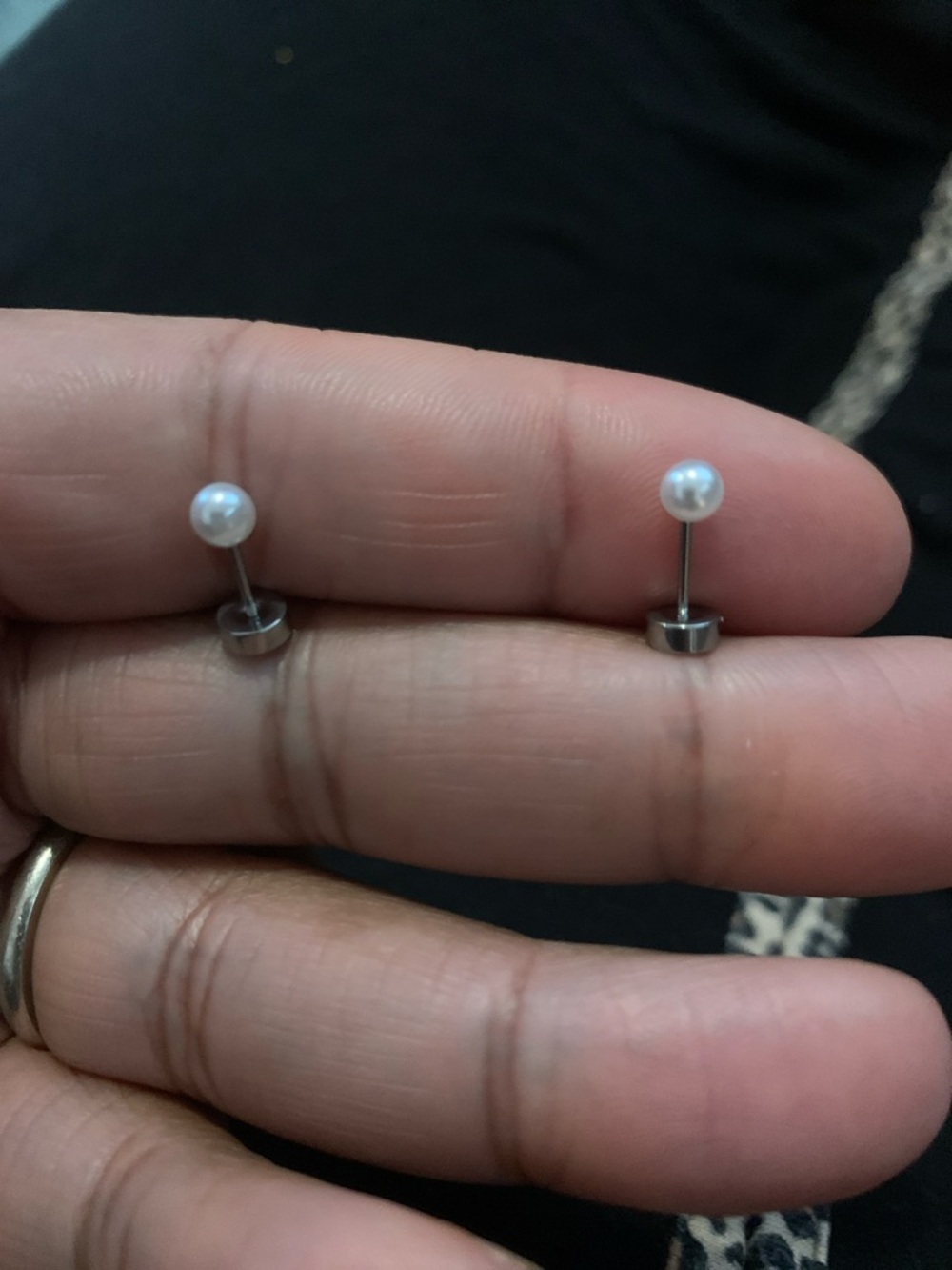 New White Pearl Flat back Stud Earrings